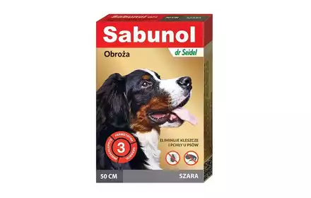 SABUNOL obroża na pchły kleszcze 50cm dla psa Szara