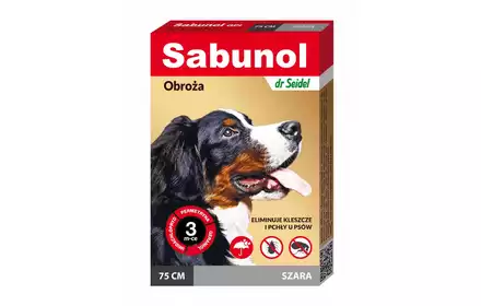 SABUNOL obroża na pchły kleszcze 75cm dla psa Szara