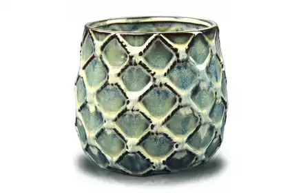 POLNIX doniczka ceramiczna Vintage brązowo-niebieska 18,5cm