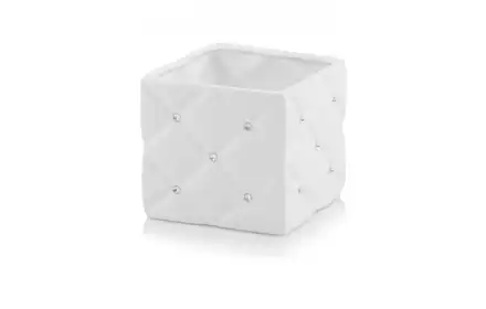 Doniczka osłonka Glamur biała kwadratowa 14 cm  02.658.14