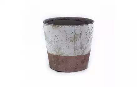 CIEŚLAK osłonka ceramiczna postarzana Szary Brąz 14x13cm E03-01