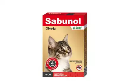 SABUNOL obroża przeciw pchłom kleszczom 35cm dla kota Czerwona