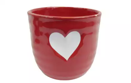OSŁONKA ceramiczna czerwona z sercem 13,5x12cm RED19706-2B