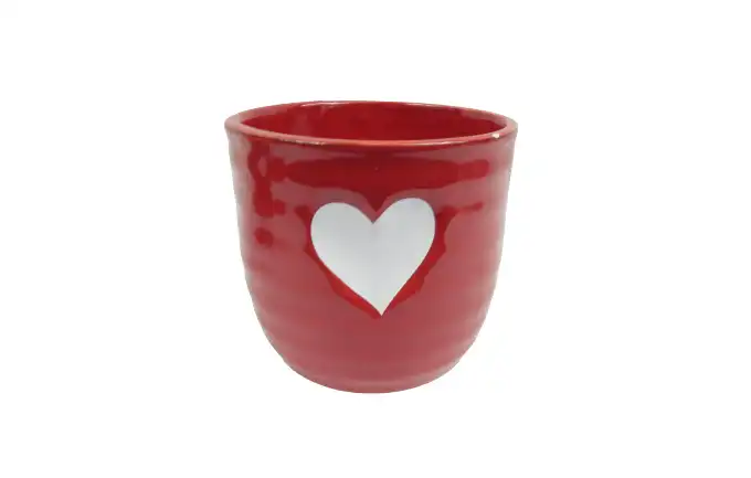 OSŁONKA ceramiczna czerwona z sercem 13,5x12cm RED19706-2B