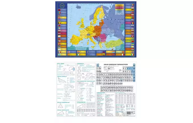 Podkład Dwustronna Mata Na Biurko Mapa Europy/Chemia 2w1