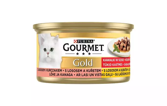 Purina Gourmet Gold łosoś z kurczakiem w sosie karma mokra dla kota 85g 12351046
