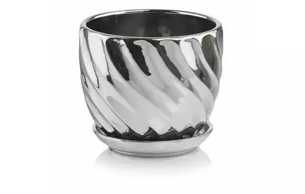 Doniczka Moon Silver Ceramiczna Z Podstawką 14 Cm 43.036.14 Polnix