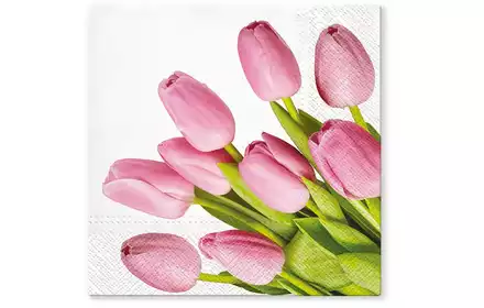 Serwetki papierowe 33x33 cm (TL703600) tulipany różowe 20 szt.