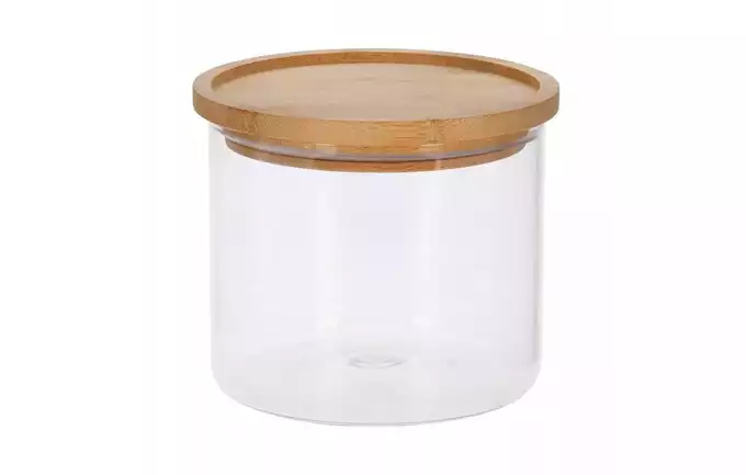 Pojemnik kuchenny szklany okrągły z bambusową pokrywką 640ml do przechowywania żywności CD1002340 Excellent Houseware