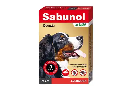 SABUNOL obroża na pchły kleszcze 75cm dla psa Czerwona