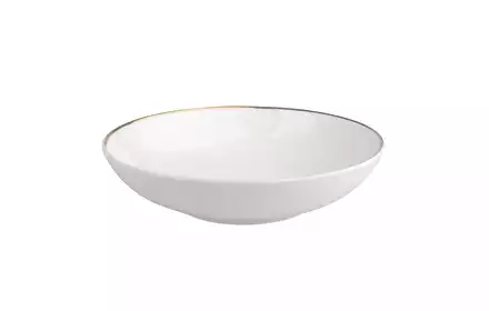 Talerz Obiadowy Głęboki Do Zupy Bella Złota Linia Kremowy Porcelana 20cm 450ml Altom Design