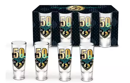 Komplet kieliszków 50 LAT prezent na urodziny 4x35ml Royal Edition