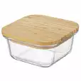 Pojemnik szklany z bambusową pokrywką 1,2l do przechowywania żywności ser wędlina Clavato 3P0151 Florina