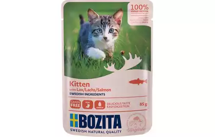 Bozita Junior kawałki łososia w sosie kitten 85g karma mokra dla kociąt