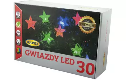 Gwiazdy 30 Led oświetlenie dekoracyjne świąteczne multikolor 10-721 Bulinex