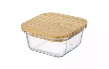 Pojemnik szklany Clavato z bambusową pokrywką 500ml na ser wędlinę 3P0153 Florina