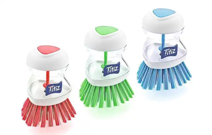 Szczotka do naczyń z uchwytem dozownikiem na płyn mix kolorów TIT-110 Titiz