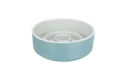Slow Feeding, miska ceramiczna, dla psa/kota, szaro/niebieska, 0.45 l/