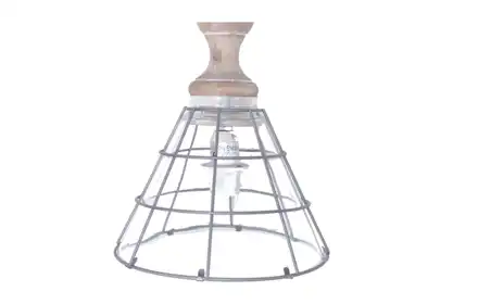 Lampa drewniano-metalowa 8640 szklany klosz stożek