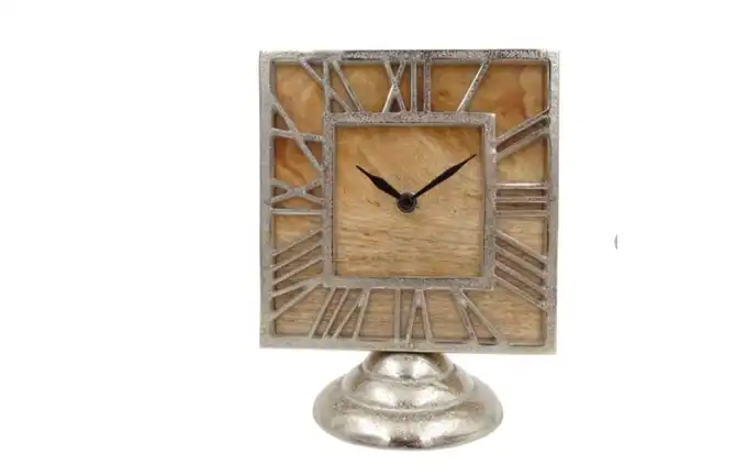 Kwadratowy zegar drewno/metal 