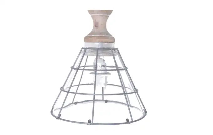 Lampa drewniano-metalowa 8640 szklany klosz stożek