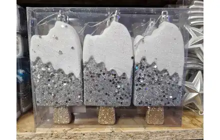 Chomik kpl. 3 ozdób choinkowych lody na patyku  13cm